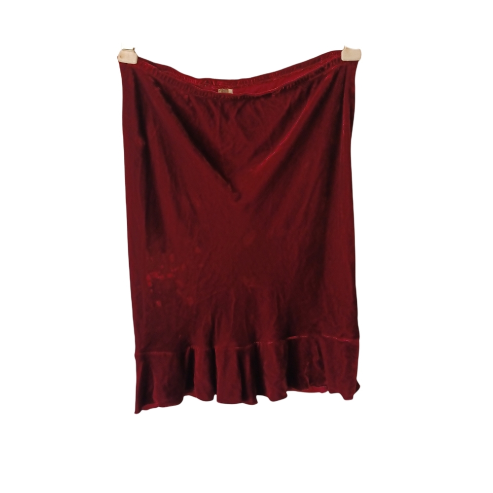 JCREW Velvet Ruffled Hem Skirt Maroon Small